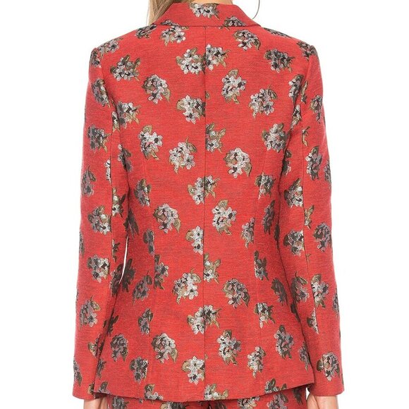 House of Harlow 1960 x Revolve Solange Red Metallic Floral Blazer Coat - Picture 4 of 9